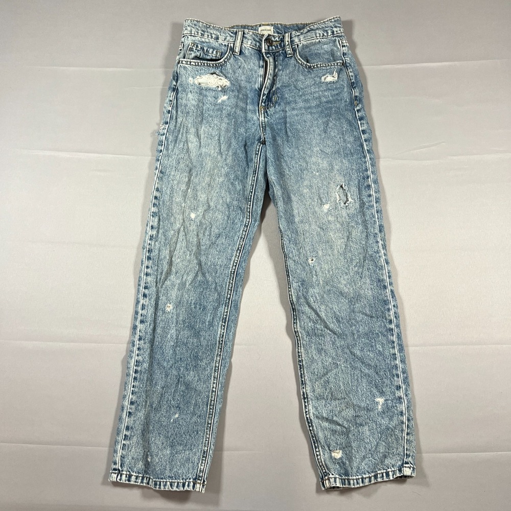 Sneak Peek Straight Leg Jeans Junior 3x26 Blue Denim Cotton Acid Wash Distressed